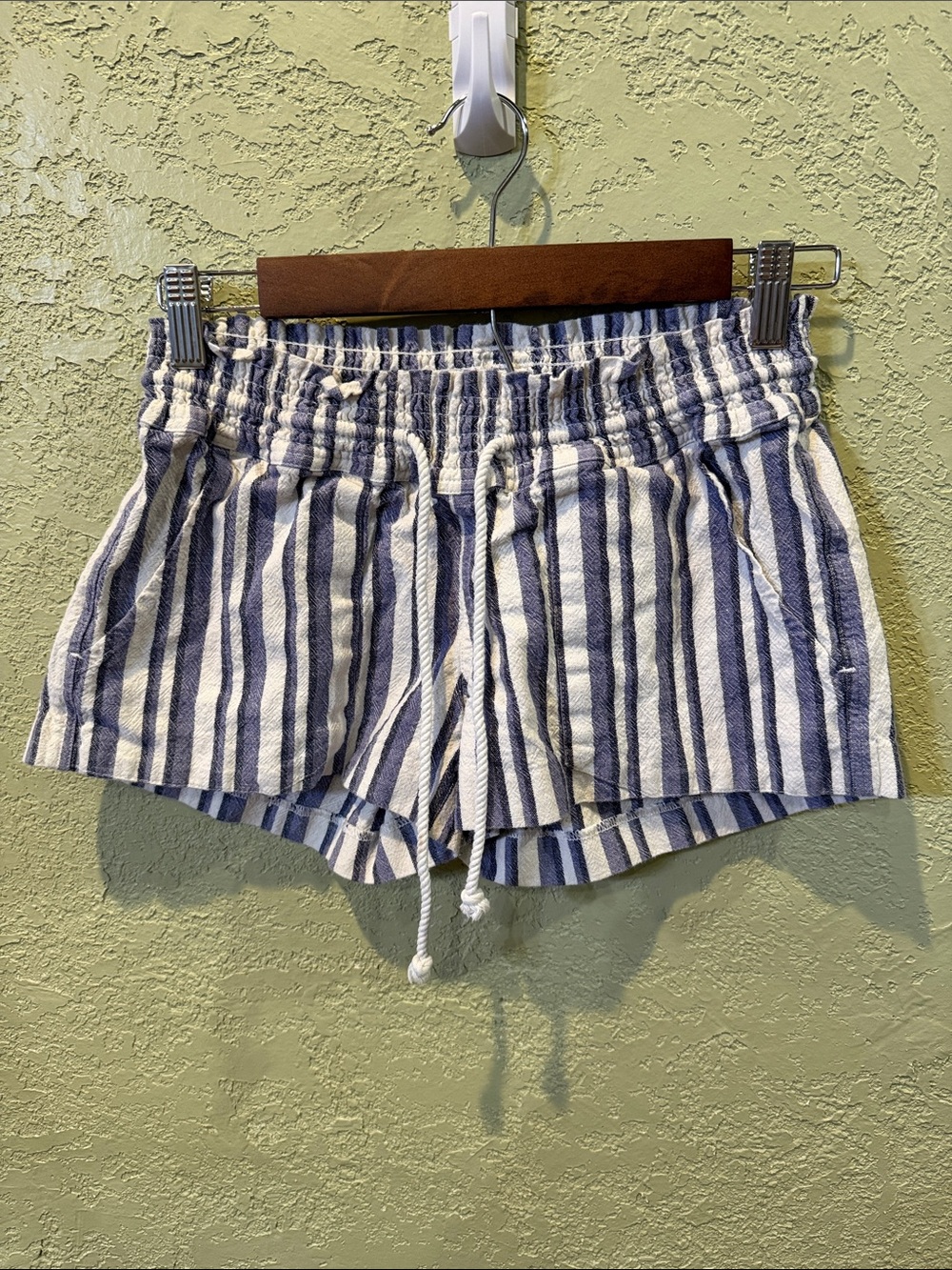 Roxy Blue & White Striped Drawstring Athletic Shorts